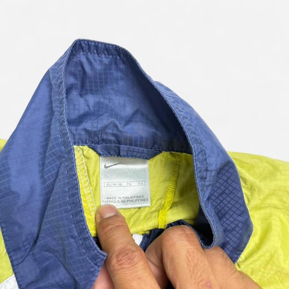 Vintage 90s Nike Colorblock Windbreaker Lime White Blue Women’s XL Full Zip - Picture 5 of 8